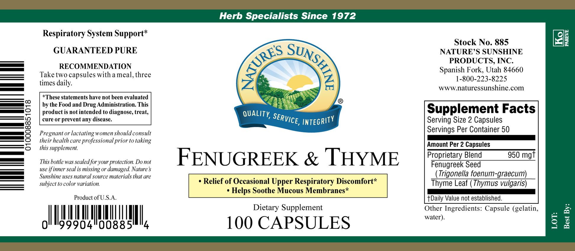NSP_Fenufreek & Thyme_back label