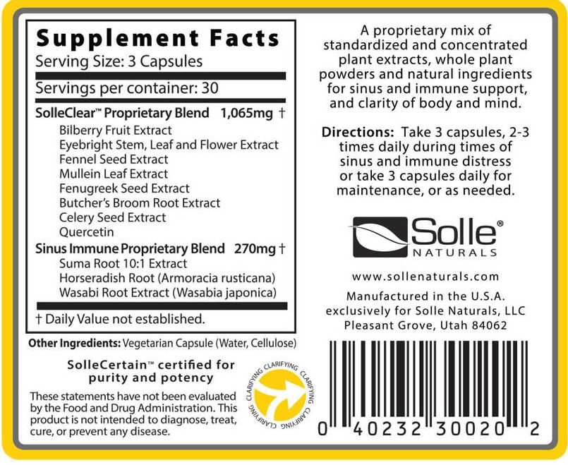 SolleClear SI Supplement Facts
