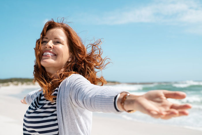 woman feeling good