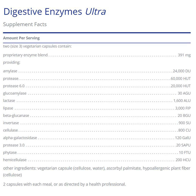 Digestive Enzymes Ultra supplement facts