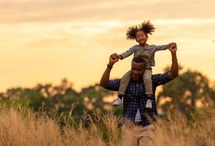 Father daughter at sunset