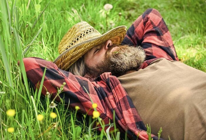 sleeping in field